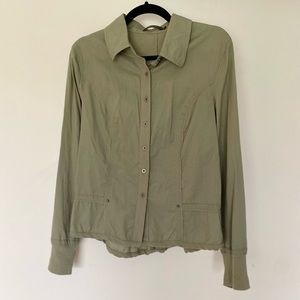 Sandwich from Anthropologie Army Green Ribbed Back Button Up Shirt